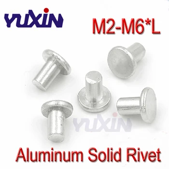 

200Pcs/100Pcs M2/M3/M4/M5/M6 Silver Tone GB109 Aluminium Solid Rivets AL Aluminum Knock Flat Head Solid Rivet