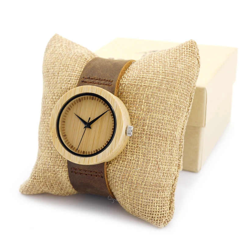 BOBO BIRD LA08 Women Bamboo Watches Natural Fashion and Casual Watch with Leather Band for Ladies Can Wholesale