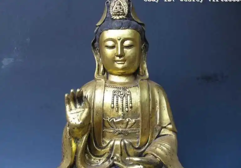 Folk temple classical Bronze Gild Bodhisattva Kwan-Yin Guan Yin Sit lotus flower
Folk temple classical Bronze Gild Bodhisattva Kwan-Yin Guan Yin Sit lotus flower