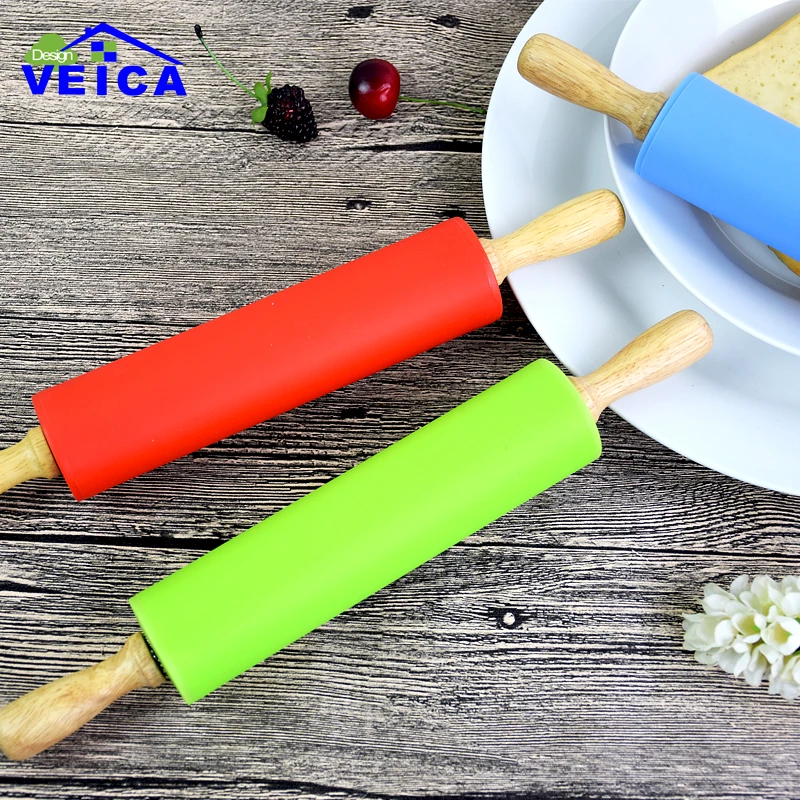 High Quality Home Decoration Kitichen Cooking Tools Wood Handle Colorful Fondant Silicone Rolling Pin
High Quality Home Decoration Kitichen Cooking Tools Wood Handle Colorful Fondant Silicone Rolling Pin