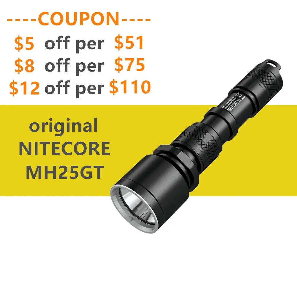 NITECORE MH25GT flashlight 1000 lumens throw 452 meters with NL1834 3400mah rechargable battery and USB charging funtion
NITECORE MH25GT flashlight 1000 lumens throw 452 meters with NL1834 3400mah rechargable battery and USB charging funtion