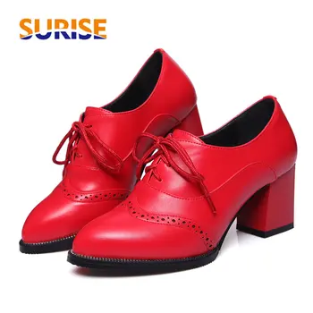 British Women Oxfords Red PU Leather High Thick Block Heel Pointed Toe Lace-up Pumps Retro Designer Brogues Casual Ladies Shoes
British Women Oxfords Red PU Leather High Thick Block Heel Pointed Toe Lace-up Pumps Retro Designer Brogues Casual Ladies Shoes