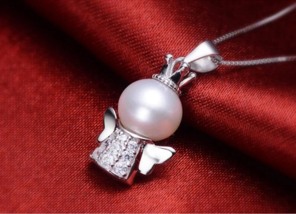 925 sterling silver jewelry genuine pearl pendant necklace female models angel for girls T0136
925 sterling silver jewelry genuine pearl pendant necklace female models angel for girls T0136