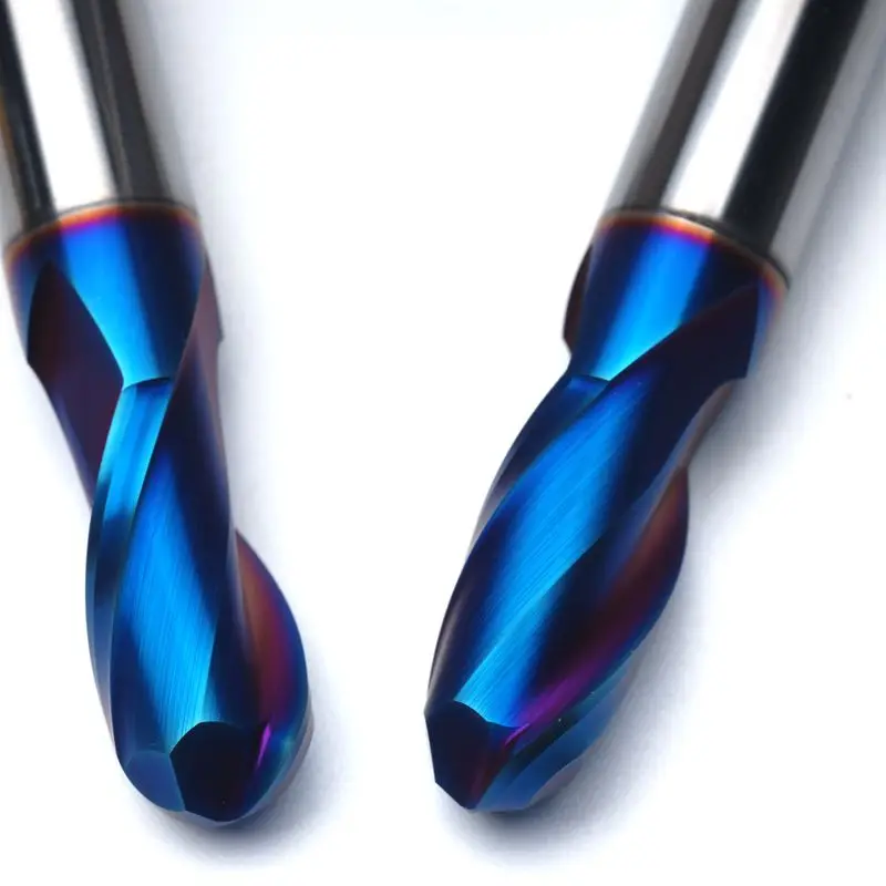HRC60 Blue NaCo Coated R4*16*D8*60 Solid carbide Ball nose end mill 2 flute end mills with straight shank milling cutter
HRC60 Blue NaCo Coated R4*16*D8*60 Solid carbide Ball nose end mill 2 flute end mills with straight shank milling cutter