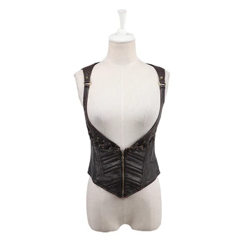 Steampunk Gothic Vintage Women Wash Leather Vest Scoop Neck Waistcoat With Zipper Coffee Sleeveless Vest Coat
Steampunk Gothic Vintage Women Wash Leather Vest Scoop Neck Waistcoat With Zipper Coffee Sleeveless Vest Coat