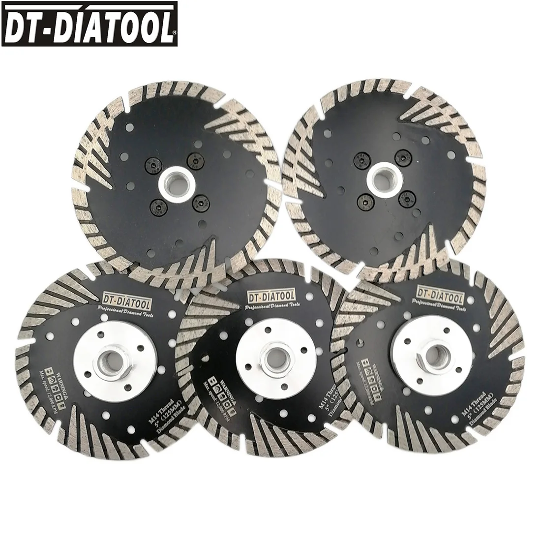 DT-DIATOOL 5pieces 125mm/5" Hot Pressed Diamond Turbo Blade For concrete brick tile with M14 thread Saw Blades Cutting Disc
DT-DIATOOL 5pieces 125mm/5" Hot Pressed Diamond Turbo Blade For concrete brick tile with M14 thread Saw Blades Cutting Disc