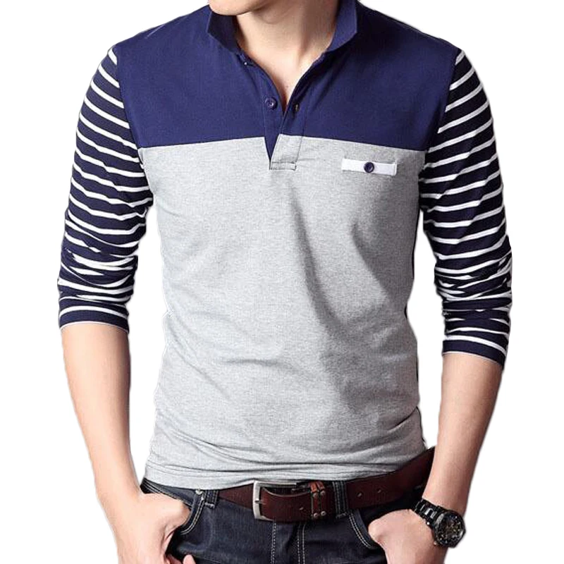 Men Poloshirt Spring Long Sleeve Shirts Male Lapel Slim Fit Tee Tops Mens Brand Fashion Striped Stitching Color Camisa
Men Poloshirt Spring Long Sleeve Shirts Male Lapel Slim Fit Tee Tops Mens Brand Fashion Striped Stitching Color Camisa