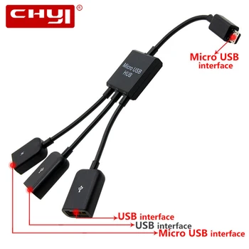 CHYI 3 in1 Micro USB OTG Hub Male to Female Double USB 2.0 Host Splitter Adapter USB Cable Converter Extender For Android Phone
CHYI 3 in1 Micro USB OTG Hub Male to Female Double USB 2.0 Host Splitter Adapter USB Cable Converter Extender For Android Phone