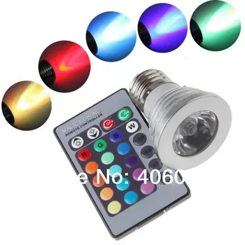 3W RGB E27 GU10 MR16 LED Spotlight Light 16 Colors Changeable LED Light Bulb Lamp +24 Keys Remote
3W RGB E27 GU10 MR16 LED Spotlight Light 16 Colors Changeable LED Light Bulb Lamp +24 Keys Remote