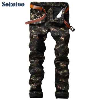Sokotoo Men's fashion pattern print pants Slim skinny painted coated black jeans long trousers
Sokotoo Men's fashion pattern print pants Slim skinny painted coated black jeans long trousers