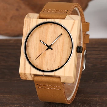 Handmade Square Wood Watch for Women Luminous Pointer Quartz Wooden Wristwatch for Men Leather Strap Watches Gift for Male
Handmade Square Wood Watch for Women Luminous Pointer Quartz Wooden Wristwatch for Men Leather Strap Watches Gift for Male