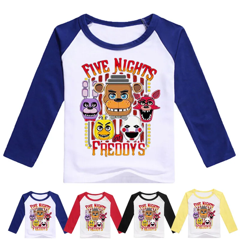 Весенние детские футболки с длинными рукавами героями мультфильмов пять ночей