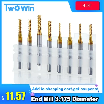 CNC Router Bit Mini PCB Carbide Machine Tools End Mill 3.175 Diameter Cnc Cutting Bits Milling Cutters Kit New
CNC Router Bit Mini PCB Carbide Machine Tools End Mill 3.175 Diameter Cnc Cutting Bits Milling Cutters Kit New