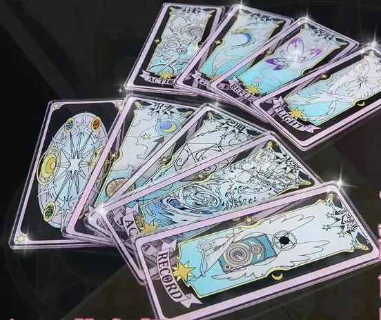 Anime Card Captor Sakura Acrylic Colorful Base Clear card patterns NEW 2018 Cosplay props Magic Cards free shipping | Тематическая