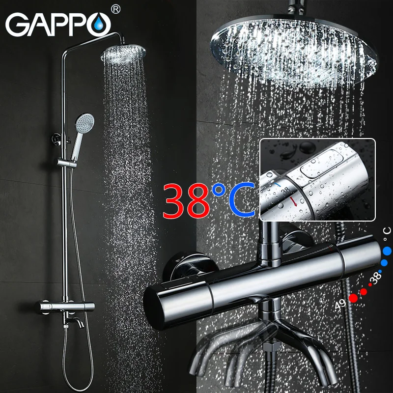 

GAPPO bathroom shower thermostat faucet mixer tap wall mount thermostatic shower mixer with shower faucets Sanitary Ware Suite