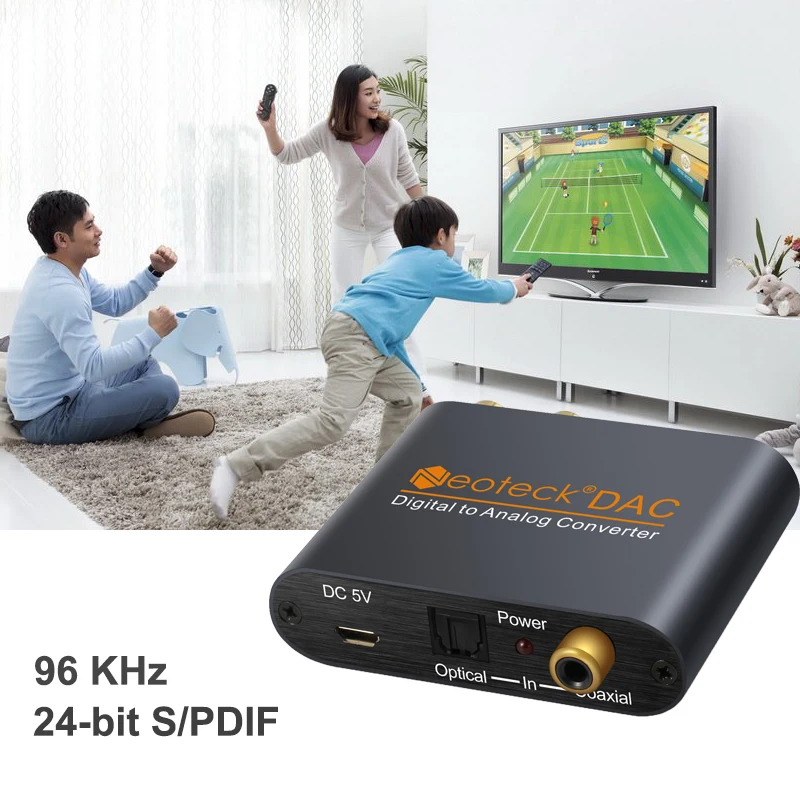 eSYNiC Digital To Analog Audio Converter Coax Coaxial Optical Toslink RCA R/L Connector DC 5A USB Adapter 3.5mm DAC Converter
eSYNiC Digital To Analog Audio Converter Coax Coaxial Optical Toslink RCA R/L Connector DC 5A USB Adapter 3.5mm DAC Converter
