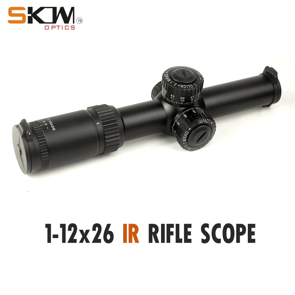 

SKWoptics 1-12x26 Rifle scopes with 34mm CNC rings Military Tactical reticle shock proof Riflescopes Hunting