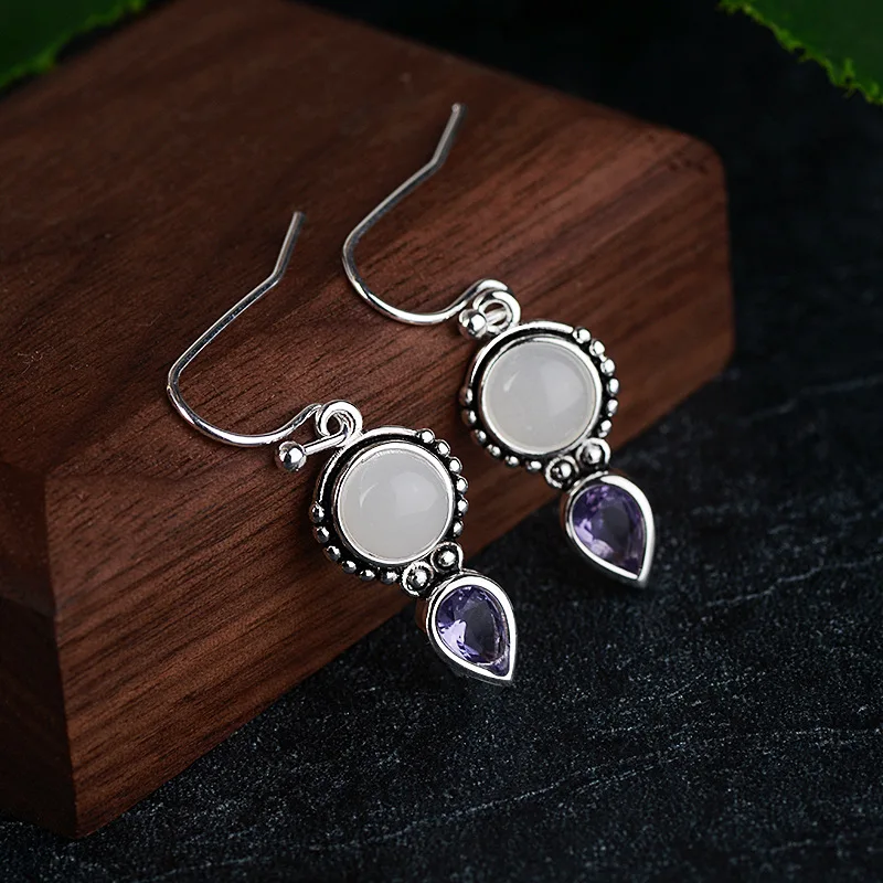 Exquisite Creative Female Vintage Moonstone Dangle Earrings Silver Water drop Earrings for Women Jewelry Party Earrings
Exquisite Creative Female Vintage Moonstone Dangle Earrings Silver Water drop Earrings for Women Jewelry Party Earrings