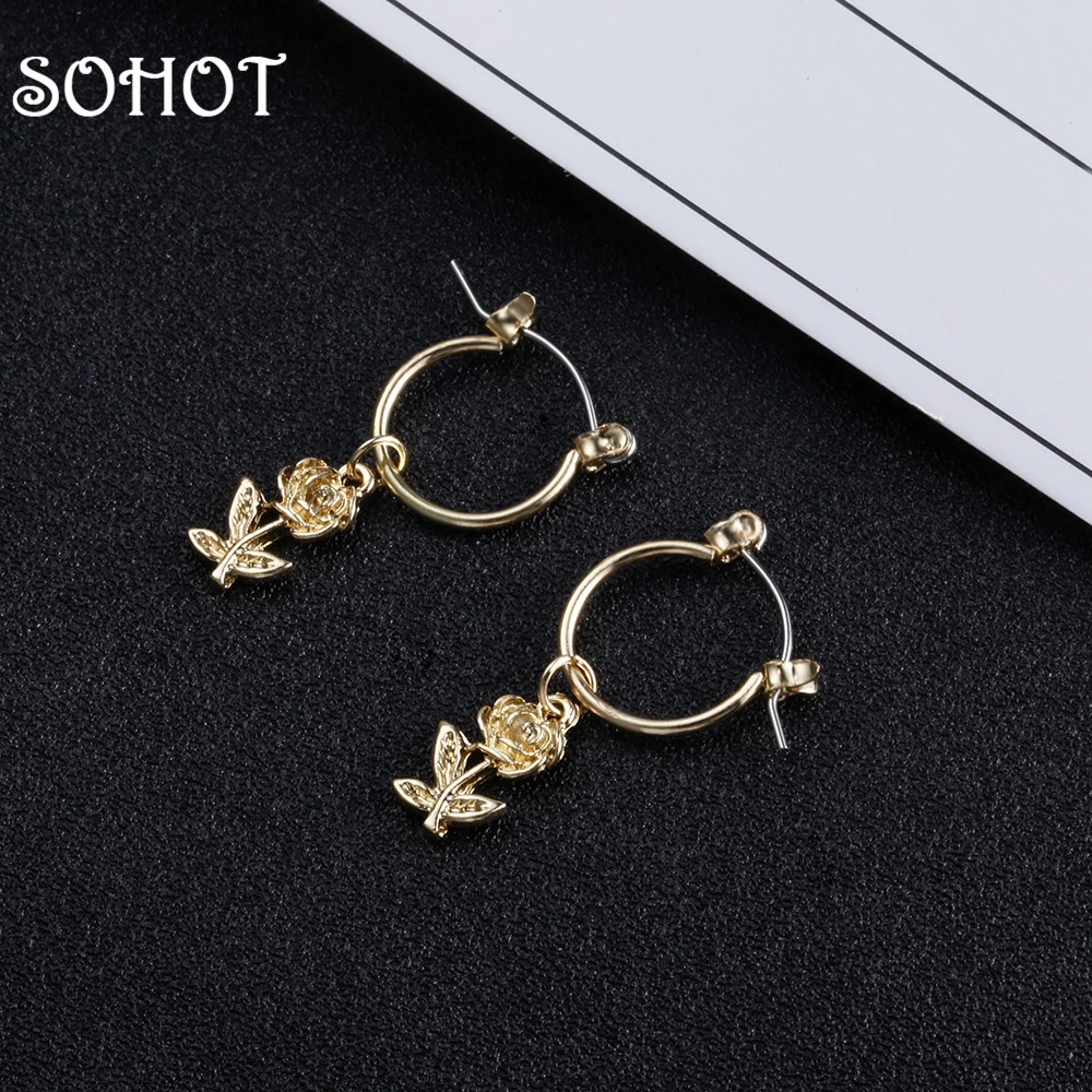 SOHOT Romantic Style Flower Hoop Earrings Gold Silver Color Alloy Metal Cute Women Charm Jewelry Bijoux For Engagement Gift
SOHOT Romantic Style Flower Hoop Earrings Gold Silver Color Alloy Metal Cute Women Charm Jewelry Bijoux For Engagement Gift