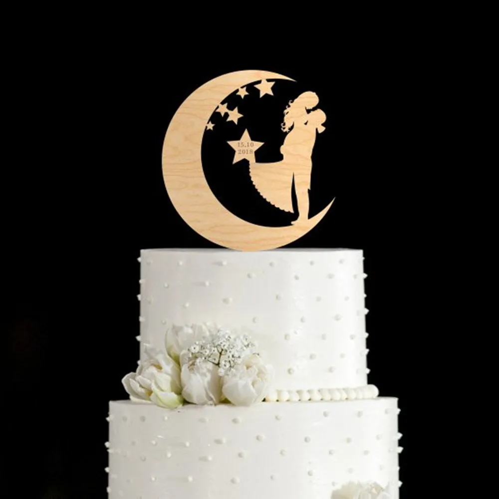 Wedding Cake Topper, Wooden Cake Topper, Personalized Bride & Groom with Moon and Star Wedding Party Cake Decoration Toppers
Wedding Cake Topper, Wooden Cake Topper, Personalized Bride & Groom with Moon and Star Wedding Party Cake Decoration Toppers
