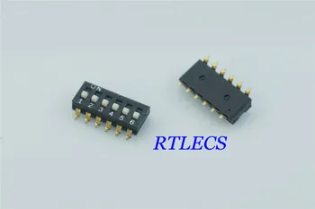 

50pcs Dip Switches SPST 6 Position 2.54mm 0.100" pitch SMD Slide (Standard) Actuator raised Gull Wing 6 Way 24 VDC Straight