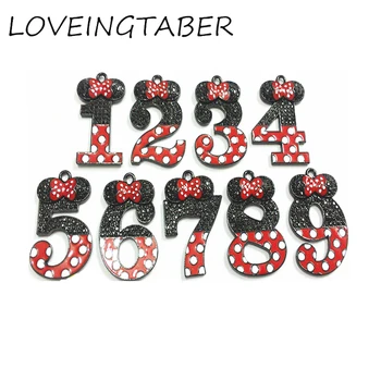 ( Choose Design First ) Wholesale 10pcs/bag (Mixed Design 9pcs/bag) Black With Red Enamel & Rhinestone Minnie Nubmer Pendants 
( Choose Design First ) Wholesale 10pcs/bag (Mixed Design 9pcs/bag) Black With Red Enamel & Rhinestone Minnie Nubmer Pendants
