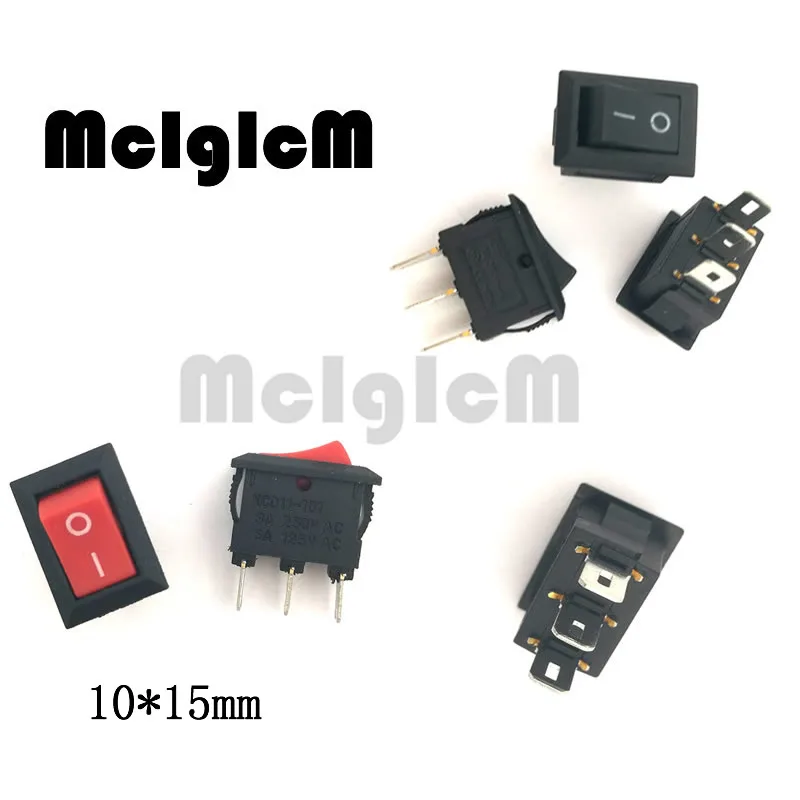 20pcs/lot Rocker Switch 3 Pin 3A 250V 6A 125V SPDT Snap in ON-OFF 10*15mm Black and Red Switches
20pcs/lot Rocker Switch 3 Pin 3A 250V 6A 125V SPDT Snap in ON-OFF 10*15mm Black and Red Switches