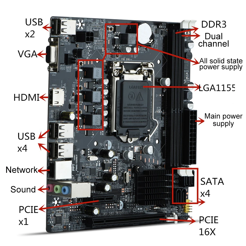 NEW Desktop H61 Computer Motherboard 1155 Pin CPU Interface Upgrade USB2.0 DDR3 1600/1333 2 X DDR3 DIMM memory slots Mainboard
NEW Desktop H61 Computer Motherboard 1155 Pin CPU Interface Upgrade USB2.0 DDR3 1600/1333 2 X DDR3 DIMM memory slots Mainboard