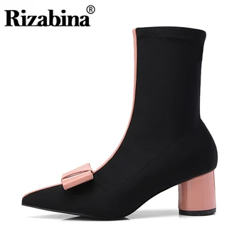 RIZABINA Women Ankle Boots Bowknot Fashion Stretch Boots High Heel Winter Shoes Women Sexy Pointed Toe Short Footwear Size 34-40
RIZABINA Women Ankle Boots Bowknot Fashion Stretch Boots High Heel Winter Shoes Women Sexy Pointed Toe Short Footwear Size 34-40