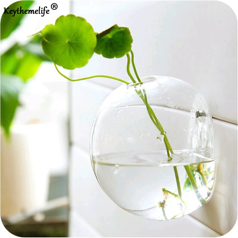 

Semicircular Glass Vase Wall Hanging Hydroponic Terrarium Fish Tanks Potted Plant Flower Pot Wedding Home Decor HB