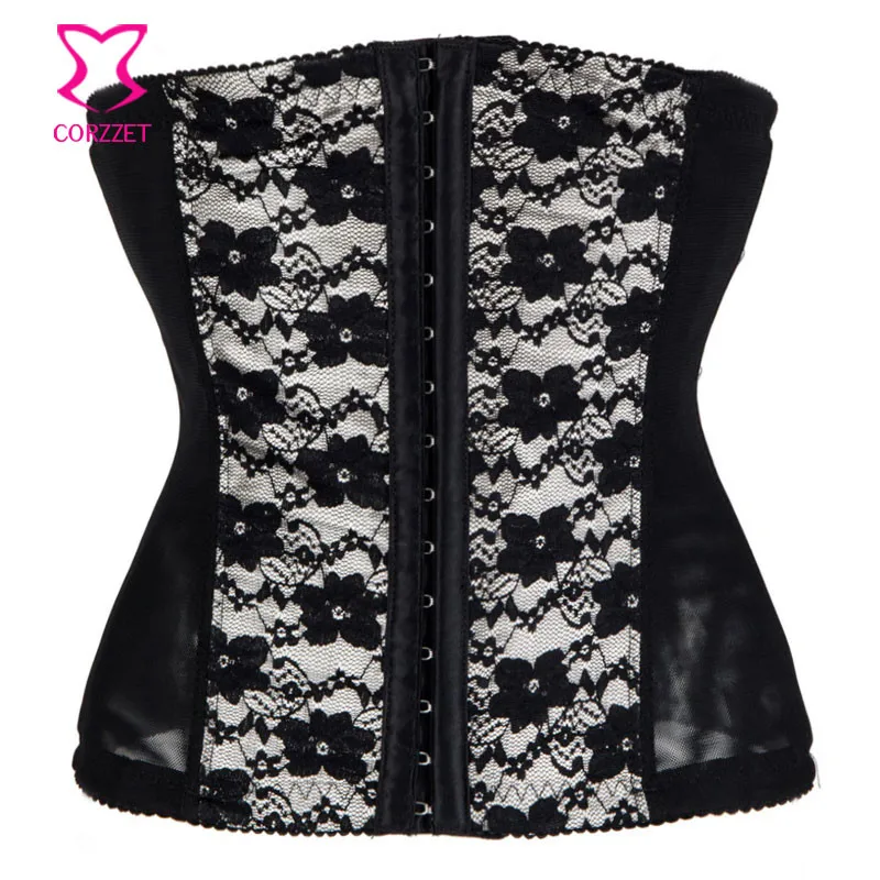 

Black Floral Lace Sexy Underbust Corset Waist Shaping Steel Boned Waist Cincher Corsets And Bustiers Women Slimming Body Shaper