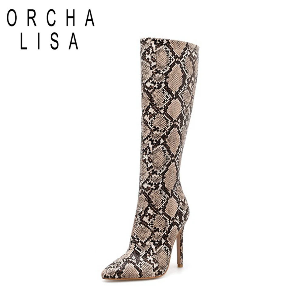 ORCHA LISA boa snake Print Knee high boots Women laides stiletto heel Boots Woman high heel zipper boots spring Dress shoes J531
ORCHA LISA boa snake Print Knee high boots Women laides stiletto heel Boots Woman high heel zipper boots spring Dress shoes J531