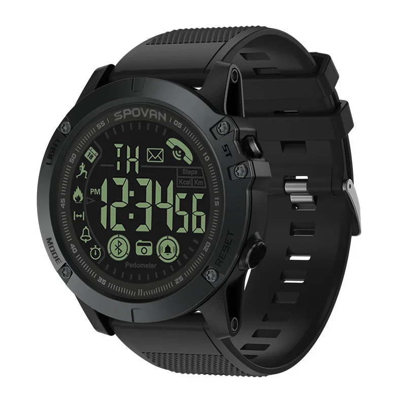 

Spovan Top Brand Sport Watch Black Military Quality Military Quality A Plastic Bluetooth Wristwatch Waterproof Date Reloj Mujer