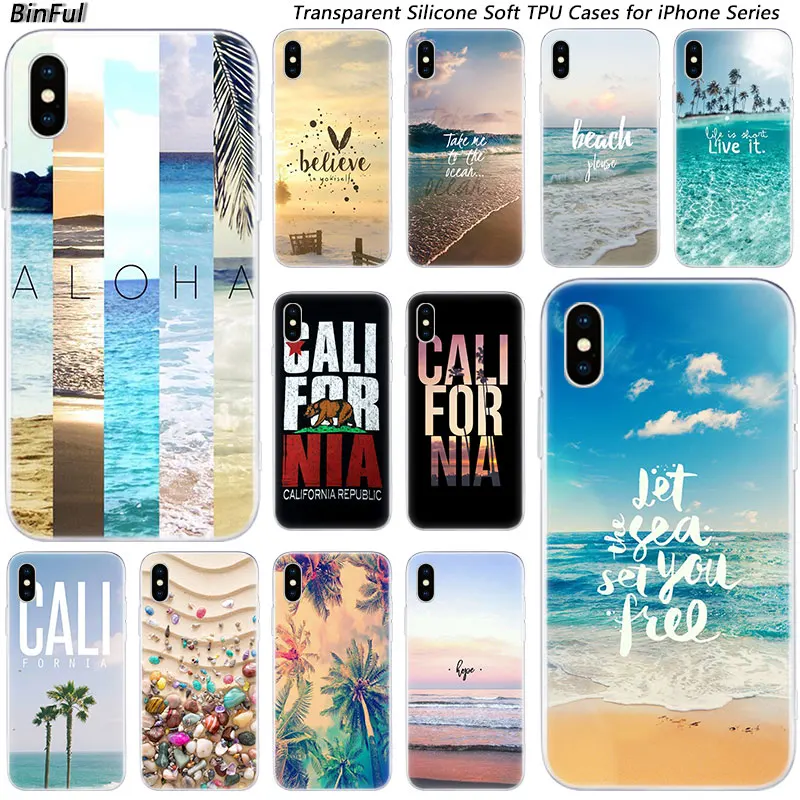 Hot Summer beach tree Soft Silicone Transparent Case for Apple iPhone 11 Pro XS MAX XR X 7 8 Plus 6 6s 5 5C 5S SE TPU Cover | Мобильные