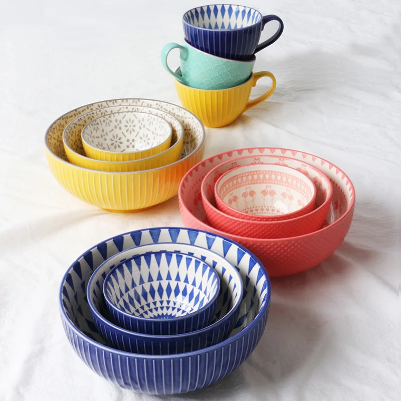 Nordic Creative Printing embossed ceramic small bowl noodle bowl soup breakfast bowl set kitchen tableware set
Nordic Creative Printing embossed ceramic small bowl noodle bowl soup breakfast bowl set kitchen tableware set