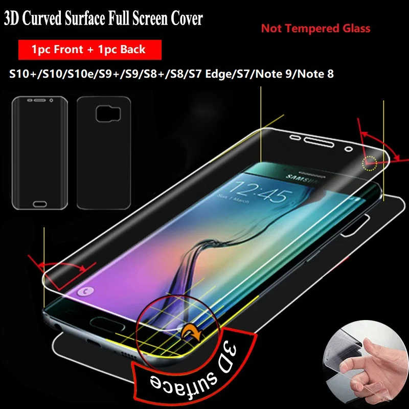 (1pc Front+1pc Back)Protective Film for Samsung Galaxy S9 S8 S10 Plus S7 Edge S8+ S9+ S10+ S10 e Lite Screen Protector Not Glass
(1pc Front+1pc Back)Protective Film for Samsung Galaxy S9 S8 S10 Plus S7 Edge S8+ S9+ S10+ S10 e Lite Screen Protector Not Glass