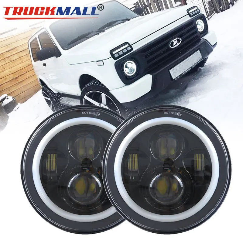 7" DRL LED H4 to H13 UAZ Headlight Daytime Running Lights Headlamp Halo Ring Angel Eye Turn Signal For Lada 4x4 urban Niva
7" DRL LED H4 to H13 UAZ Headlight Daytime Running Lights Headlamp Halo Ring Angel Eye Turn Signal For Lada 4x4 urban Niva