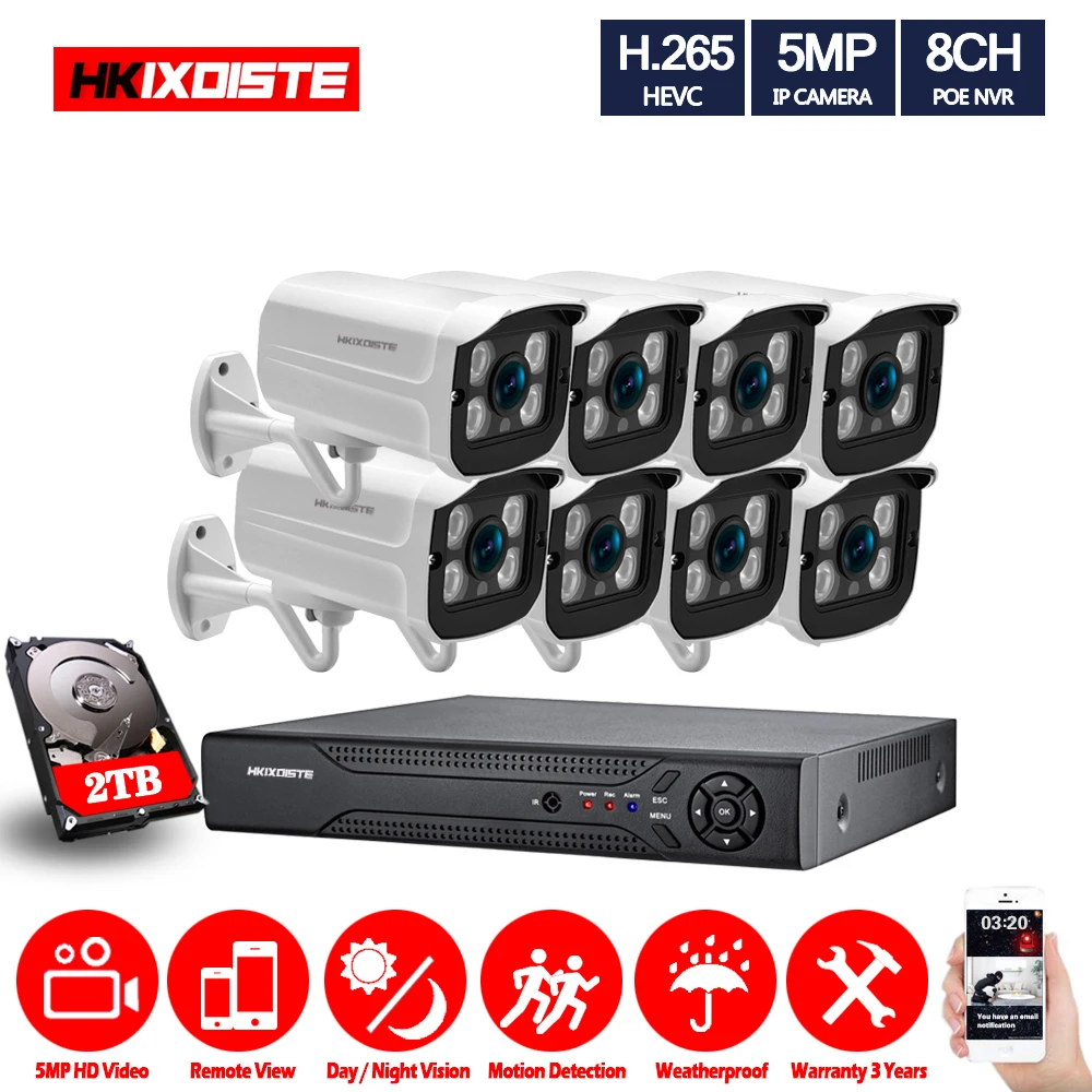 8pcs POE IP Cameras 5MP 8 Channel POE NVR 5MP Home Security CCTV System Kits Support 16PCS 5MP IP Bullet Camera Night vision
8pcs POE IP Cameras 5MP 8 Channel POE NVR 5MP Home Security CCTV System Kits Support 16PCS 5MP IP Bullet Camera Night vision