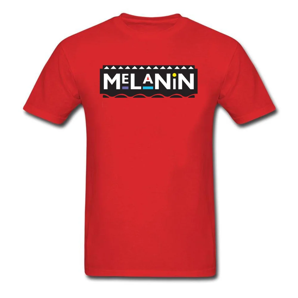 Melanin Comics T-shirts for Men 100% Cotton Summer Autumn Tops T Shirt Street Sweatshirts Short Sleeve Funny Crew Neck Melanin red