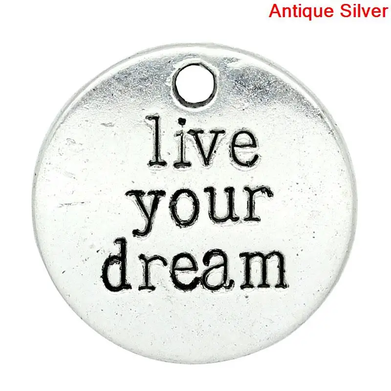 DoreenBeads Zinc metal alloy Charm Pendants Round Antique Silver Message Pattern " live your dream " 19.5mm( 6/8") Dia, 4 PCs
DoreenBeads Zinc metal alloy Charm Pendants Round Antique Silver Message Pattern " live your dream " 19.5mm( 6/8") Dia, 4 PCs