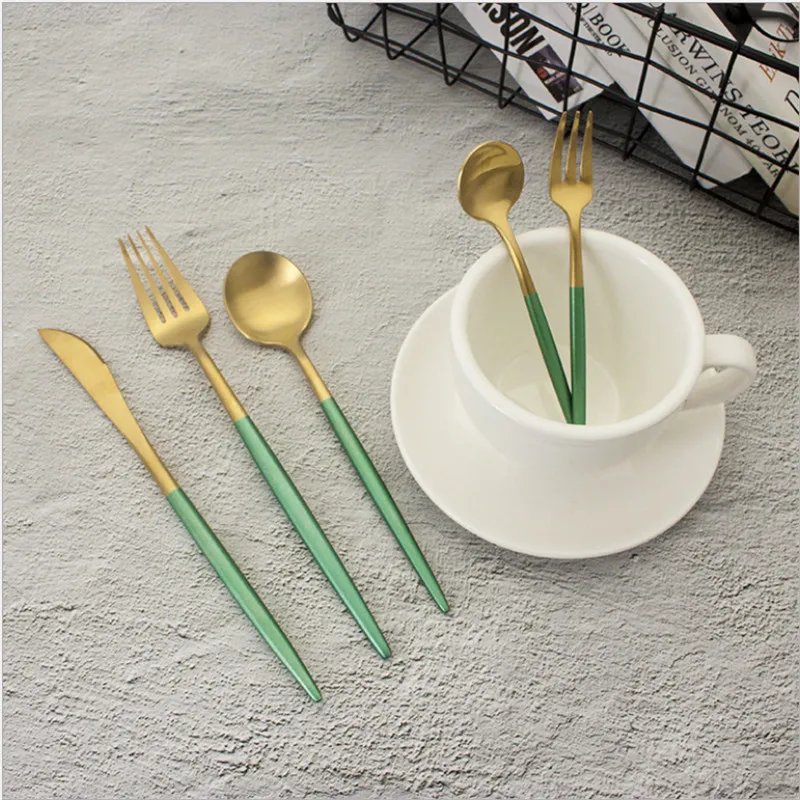 High quality Dinner Set Mint green Cutlery 304 Stainless Steel Dining Knive Fork Dinnerware Kitchen Tableware
High quality Dinner Set Mint green Cutlery 304 Stainless Steel Dining Knive Fork Dinnerware Kitchen Tableware