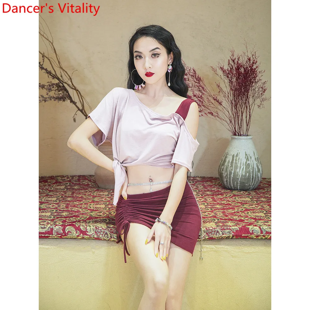 

Belly Dance Practice Clothes Women 2019 New Top Skirt Set Sexy Modal Training Outfits Beginner Oriental Indian Dancing Costume