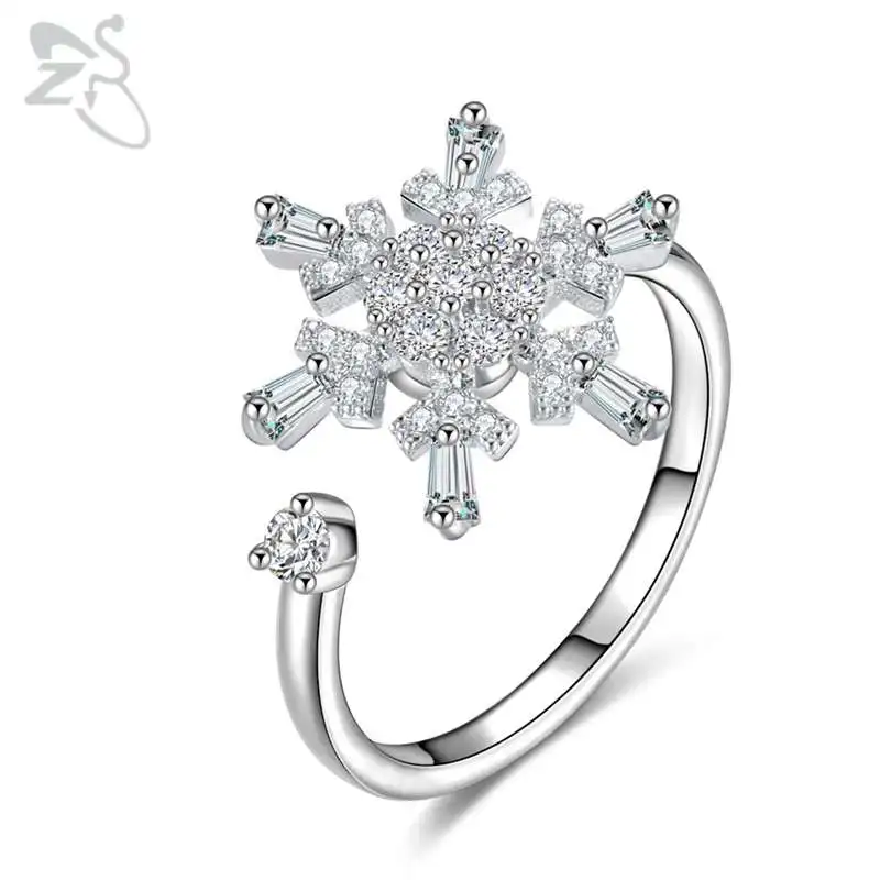 ZS Snowflake Ring With Crystal Romantic Snow Flower Floral Finger Rings Fashion Jewelry Women Adjustable Rings Open Anillos
ZS Snowflake Ring With Crystal Romantic Snow Flower Floral Finger Rings Fashion Jewelry Women Adjustable Rings Open Anillos
