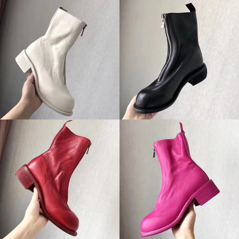 Ins Hot Autumn Winter Cow Leather Shoes Woman Ankle Boots Zip Round Toe Mujer Booties Design Square Heels Casaul Woman Boots
Ins Hot Autumn Winter Cow Leather Shoes Woman Ankle Boots Zip Round Toe Mujer Booties Design Square Heels Casaul Woman Boots