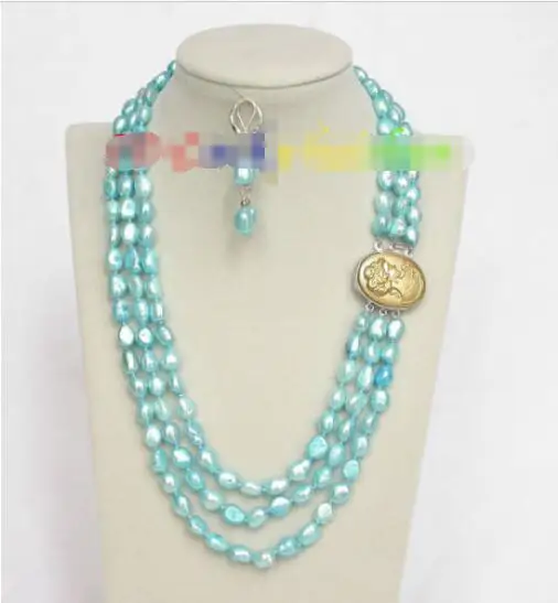 Free shipping hot sale Women Bridal Wedding Jewelry >>20" 3row 12mm baroque sky blue pearls necklace dangle Earring j8493
Free shipping hot sale Women Bridal Wedding Jewelry >>20" 3row 12mm baroque sky blue pearls necklace dangle Earring j8493
