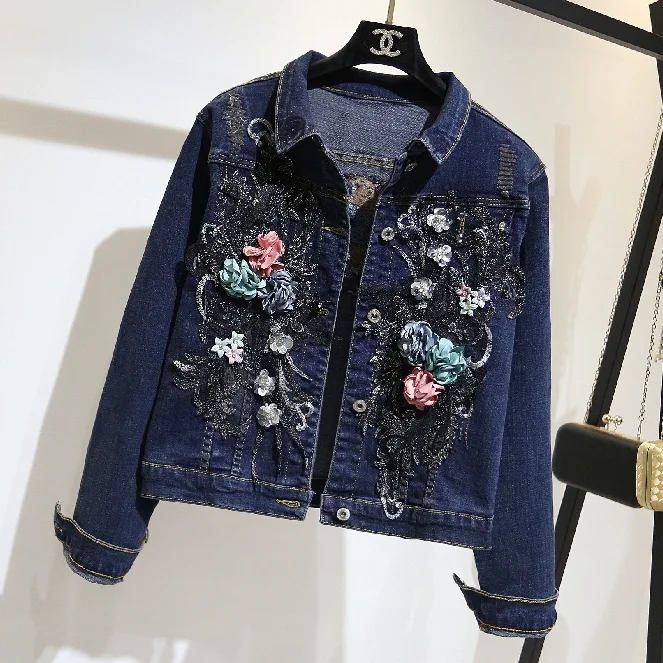 2019 Spring Autumn Women's Fashion Embroidery Flowers Denim Coat Short Jacket for Women Blue Jean Jackets Student Slim Coat
2019 Spring Autumn Women's Fashion Embroidery Flowers Denim Coat Short Jacket for Women Blue Jean Jackets Student Slim Coat