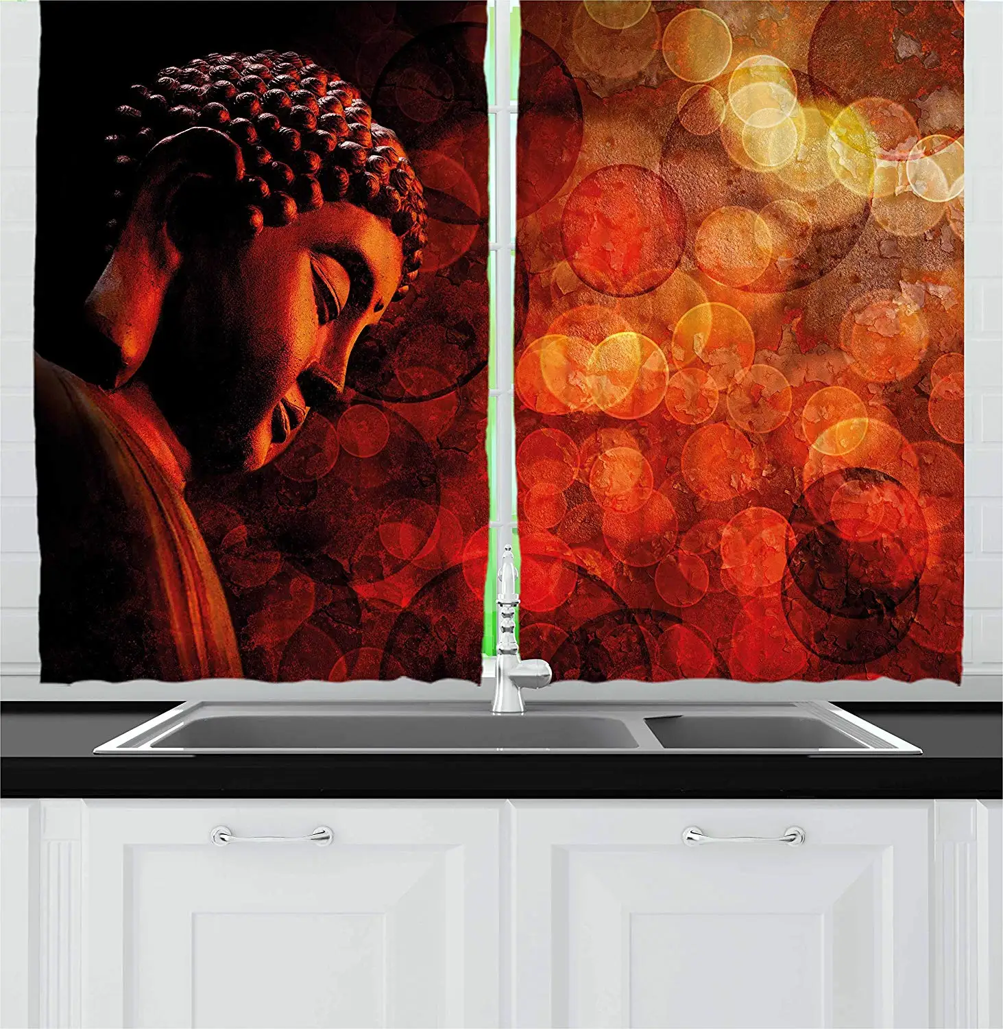 Zen Kitchen Curtains Eastern Religious Figure Abstract Backdrop Asian Ethnicity Meditation Peace Window Decor Panel Set
Zen Kitchen Curtains Eastern Religious Figure Abstract Backdrop Asian Ethnicity Meditation Peace Window Decor Panel Set