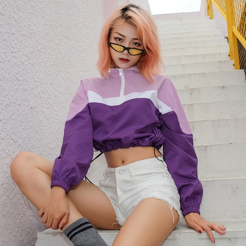Sexy Cropped Zipper Turtleneck Sweatshirt for Women Patchwork Long-sleeved Pullovers Hoodies Purple Adjustable Knitted Crop Top
Sexy Cropped Zipper Turtleneck Sweatshirt for Women Patchwork Long-sleeved Pullovers Hoodies Purple Adjustable Knitted Crop Top