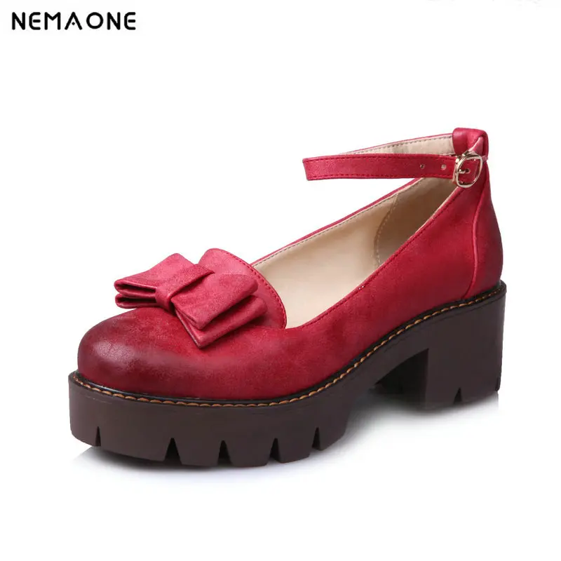 NEMAONE Women's shoes spring autumn ankle strap women Pumps bowties thick high-heeled platform ladies shoes size 42 43
NEMAONE Women's shoes spring autumn ankle strap women Pumps bowties thick high-heeled platform ladies shoes size 42 43