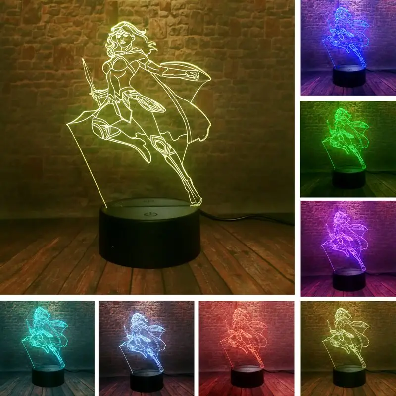 Luminous 3D Illusion LED NightLight 7 Colors Changing Light Avengers Superhero Model Wonder Woman Action & Toy Figures
Luminous 3D Illusion LED NightLight 7 Colors Changing Light Avengers Superhero Model Wonder Woman Action & Toy Figures